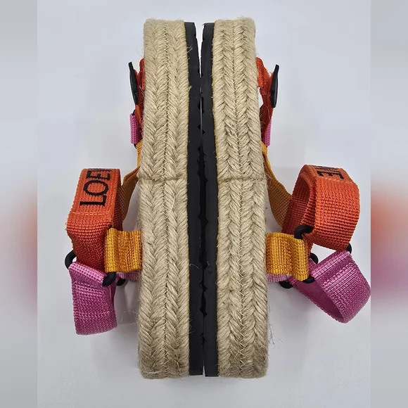 Loewe Colorblock Strappy Platform Espadrilles Sandals